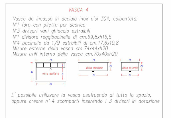 vasca per cocktail da incasso